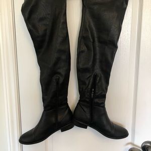 Black faux leather knee high boots size 8.5
